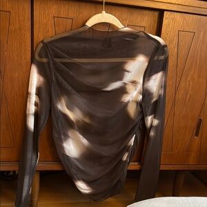 Mesh long sleeve sheer top